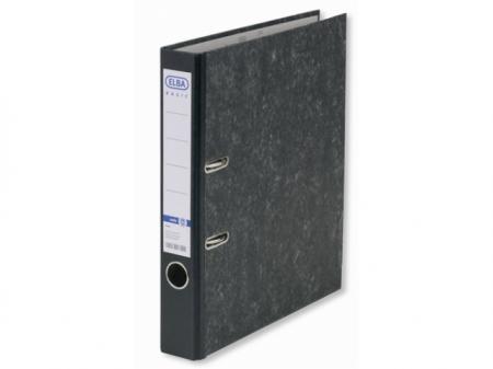 Biblioraft A4, margine metalica, 50mm, ELBA Smart - marmorat cu cotor negru