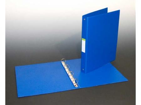 Caiet mecanic 4 inele - D25mm, coperti carton plastifiat PVC, A4, AURORA - albastru