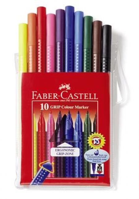 Carioca Grip 10 culori / etui plastic Faber-Castell