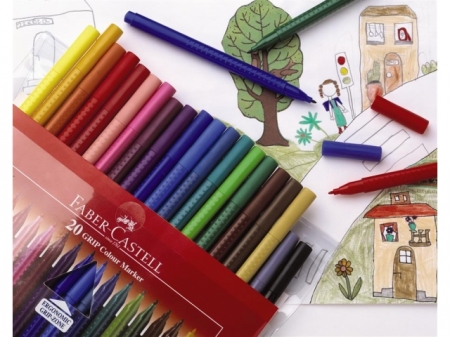 Carioca Grip 20 culori / etui plastic Faber-Castell