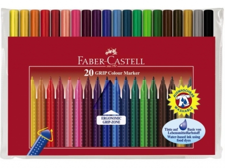 Carioca Grip 20 culori / etui plastic Faber-Castell