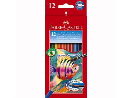 Creioane Colorate Acuarela 12 buc cu Pensula Faber-Castell 