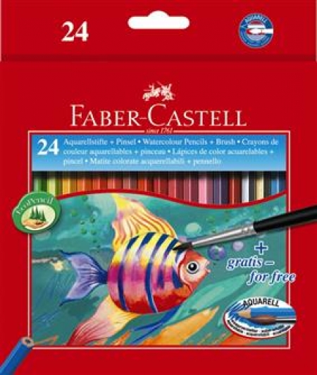 Creioane Colorate Acuarela 24 buc cu Pensula Faber-Castell 