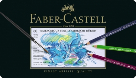 Creioane Colorate Acuarela A.Durer 60 culori, cutie metal Faber-Castell 