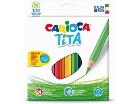 Creioane colorate, hexagonale, 24 culori/cutie, CARIOCA Tita