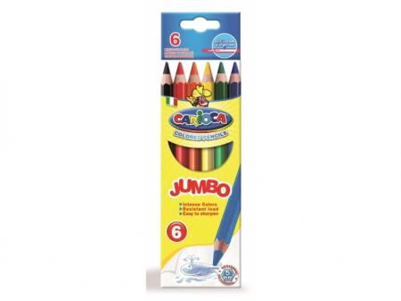 Creioane colorate, hexagonale,  6 culori/cutie, CARIOCA Jumbo