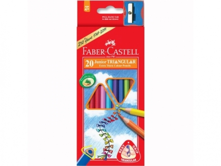 Creioane Colorate Junior Grip + Ascutitoare Faber-Castell