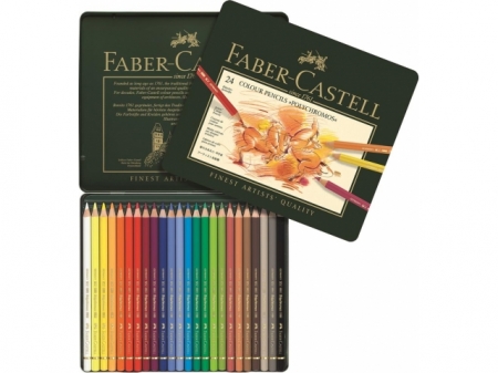 Creioane Colorate Polychromos 24 Culori Cutie Metal Faber-Castell