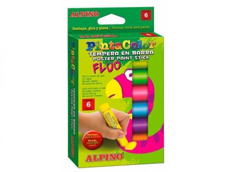 Creioane Tempera fluorescente,  6 culori/cutie, ALPINO PintaColor