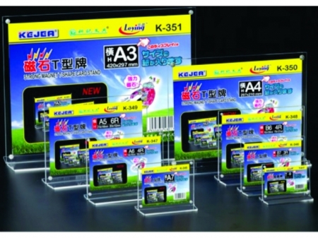 Display plastic cu magneti, pentru pliante, forma T, A4-landscape (297 x 210mm), KEJEA - transparent