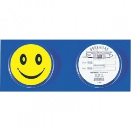 Ecuson plastic KEJEA - Smile, forma rotunda, cu ac si clips, D45mm