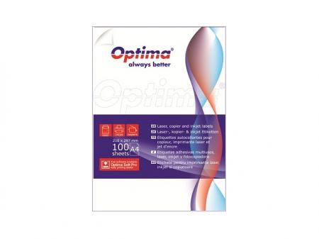 Etichete albe autoadezive   2/A4, 199,6 x 144,5 mm, 100 coli/top, Optima - colturi rotunjite