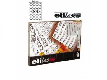 Etichete autoadezive rotunde (D45), 24/A4, 100 coli/top, ETILASCOP - albe