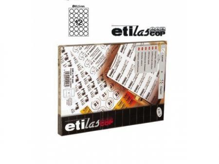Etichete autoadezive rotunde (D63,5), 12/A4, 100 coli/top, ETILASCOP - albe