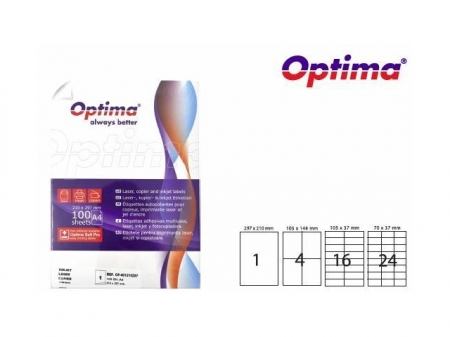 Etichete color autoadezive  1/A4, 210 x 297 mm, 100 coli/top, Optima - albastru
