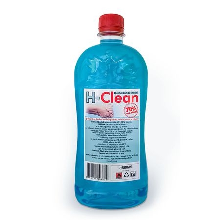 Igienizant de maini pe baza de alcool vol. 70% si glicerina, H-Clean, 500 ml