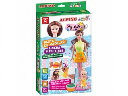 Kit 4 culori x 40gr plastilina magica + 2 papusi, ALPINO My style