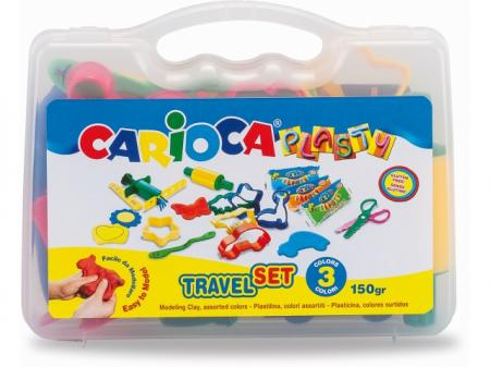 Kit 6 culori x 50gr plastilina + 10 forme modelaj + accesorii, CARIOCA Plasty