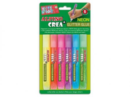 Lipici Glitter Neon, 6 buc/blister, ALPINO Crea