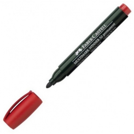 Marker Permanent ROSU Varf Rotund Multimark Winner 52 Faber-Castell