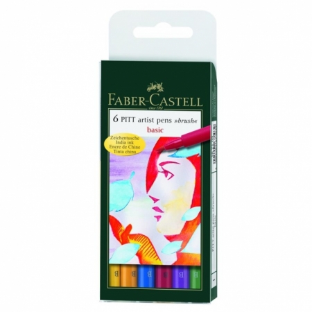 Pitt Artist Pen Set 6 buc culori de baza Faber-Castell