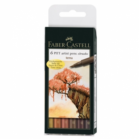 Pitt Artist Pen Set 6 buc, nuante pamantii Faber-Castell