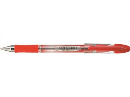 Pix PENAC Soft Glider+, rubber grip, 0.7mm, varf metalic - scriere rosie