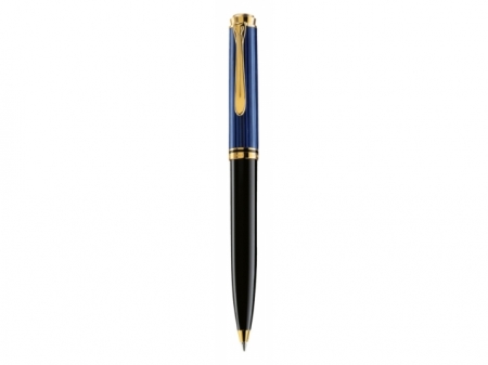 PIX SOUVERAN K600, MINA TIP PARKER, ACCESORII PLACATE CU AUR, NEGRU-ALBASTRU