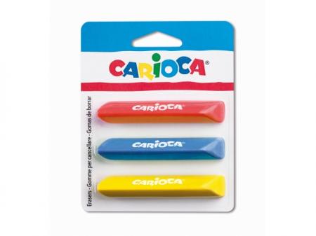 Radiere triunghiulare colorate, 3 buc/blister, CARIOCA