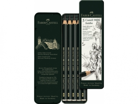 Set 5 Buc Creion Grafit Castell 9000 Jumbo Faber-Castell