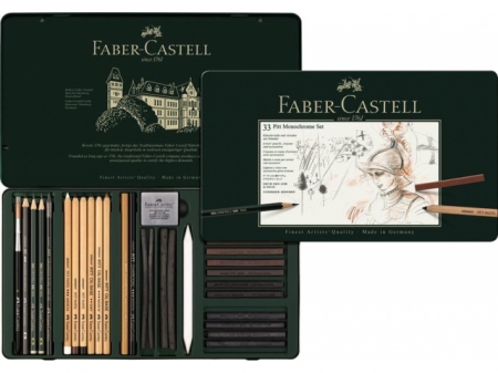 Set Pitt Monochrome Grafit+Carbune+Pastel 33 Buc Faber-Castell