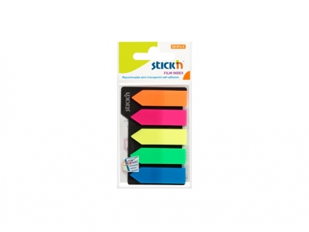 Stick index plastic transparent color 42 x 12 mm, 5 x 25 file/set, Stick