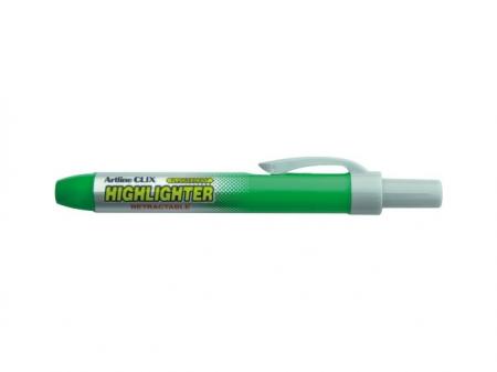 Textmarker ARTLINE Clix, mecanism retractabil, varf tesit 4.0mm - verde fluorescent